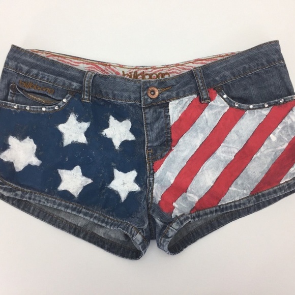 women's american flag denim shorts